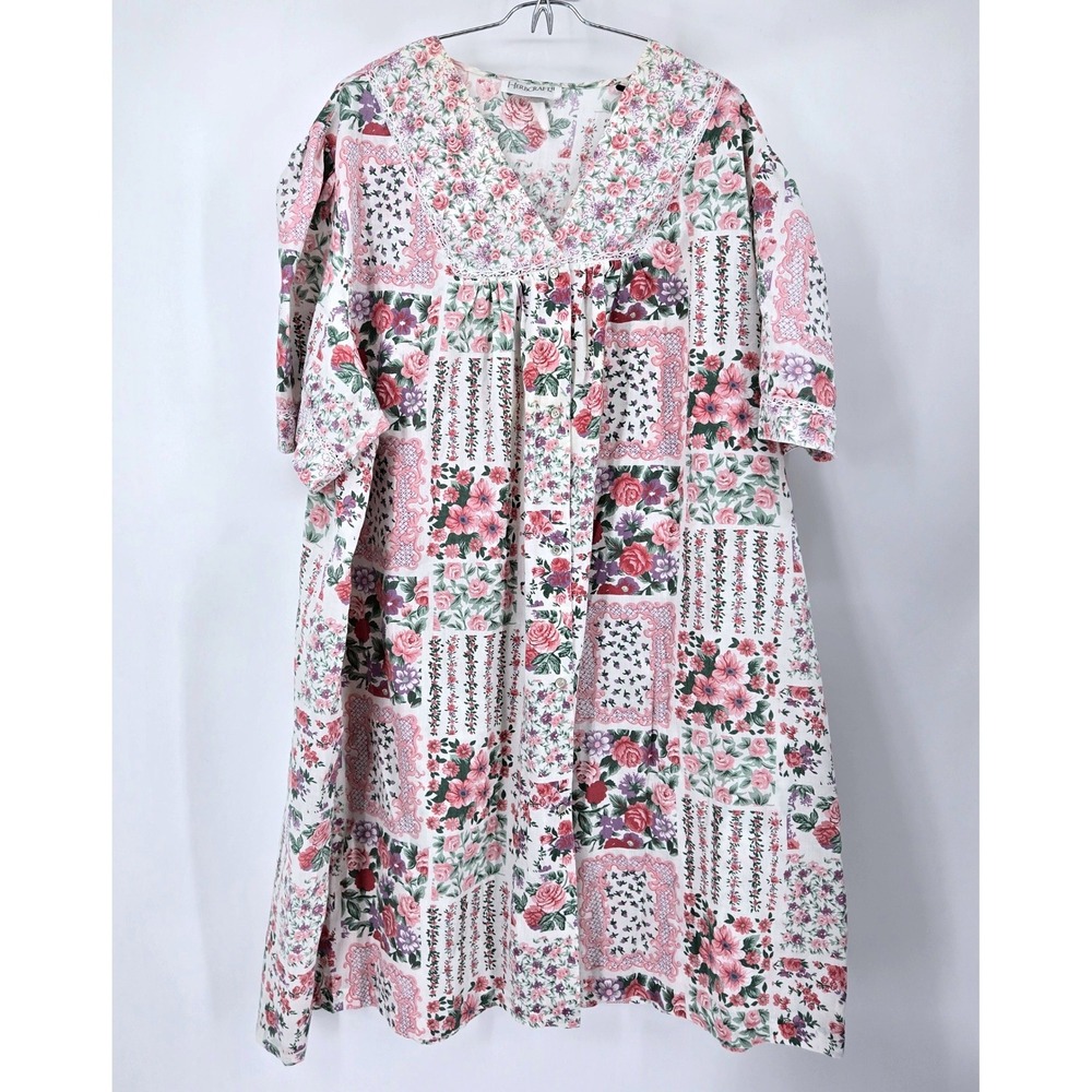 Cottagecore Patchwork Floral Lace Trim Muumu Nap Dress Herbcraft II Vintage